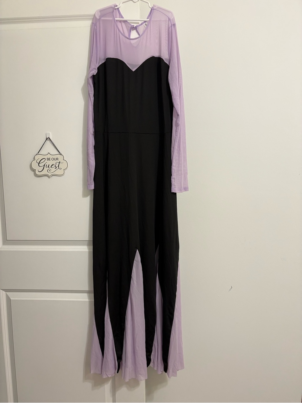Ursula dress - Lilac mesh and Black Long Sleeve Maxi Dress